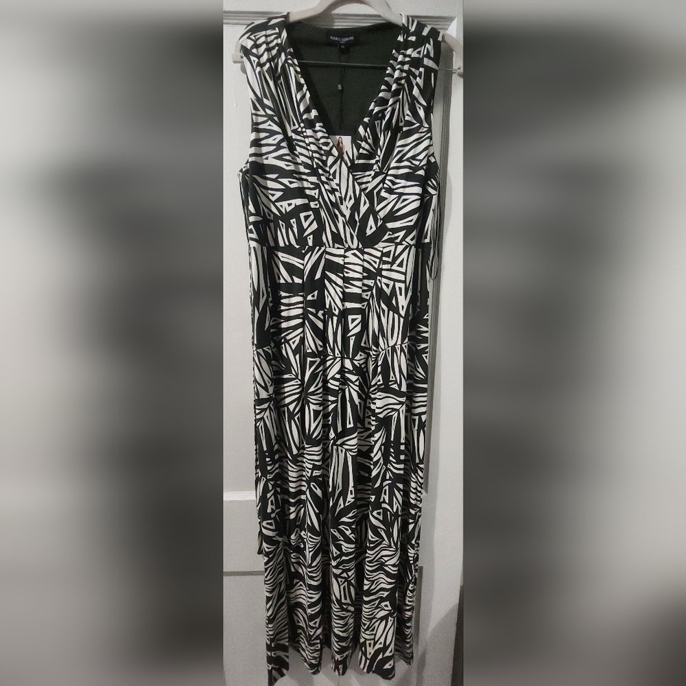 Mario Serrani Green and White Geometric Jumpsuit